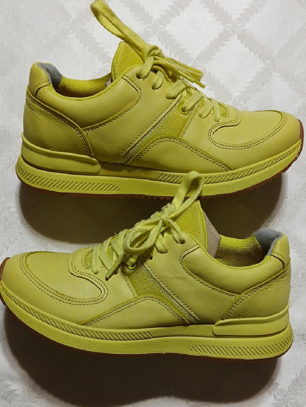 Women's Yellow Casual Lace-Up Sneakers